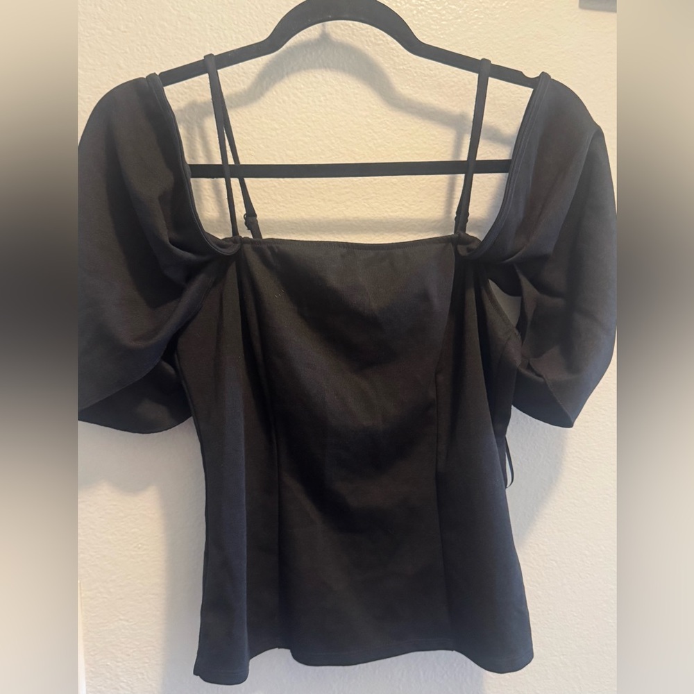 Anthropologie Black Asymmetrical Ruffled Blouse